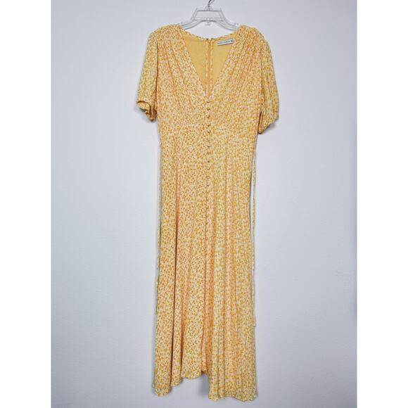 Faithfull The Brand Midi Dress Women’s Medium Floral Yellow Ari - Picture 4 of 14